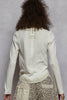 Vintage-Washed Ivory Rib Knit Top with Eyelet Accents