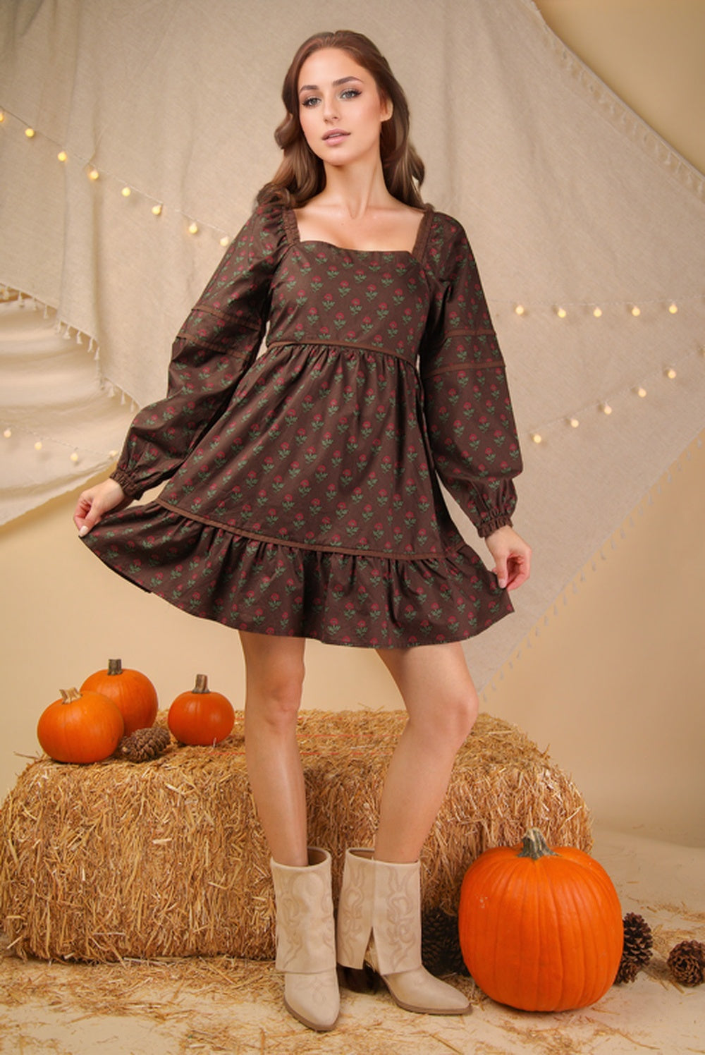 Floral Chocolate Mini Dress