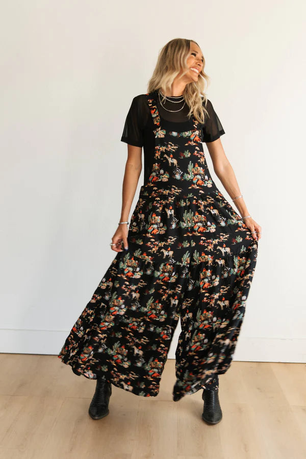 Black Wagon Western Ruffle Romper