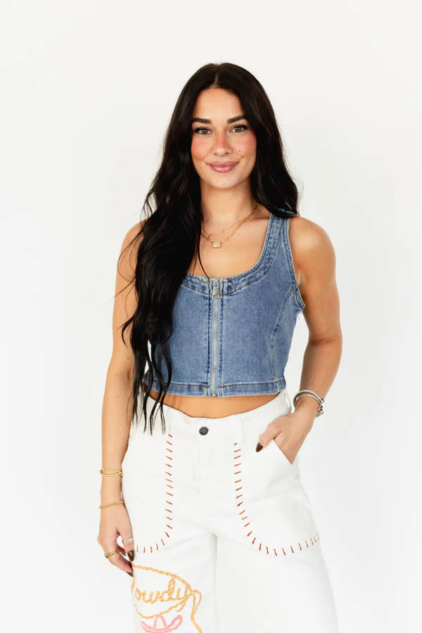 Denim Zipper Vest