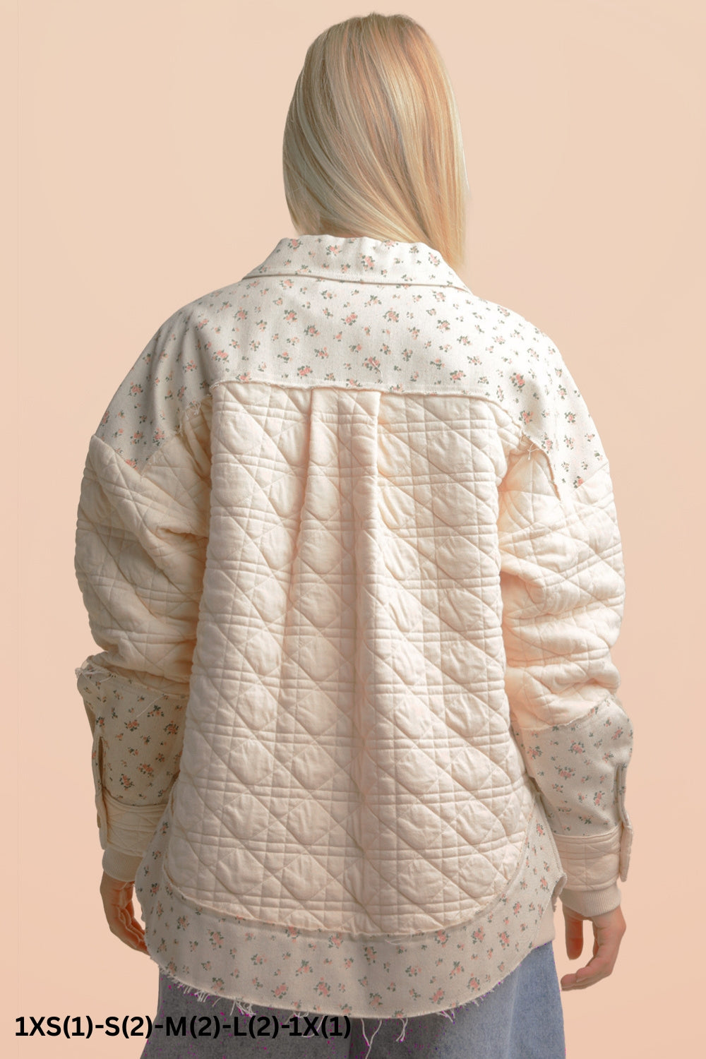 Oversized Floral Print Contrast Cotton Jacket – Button-Down