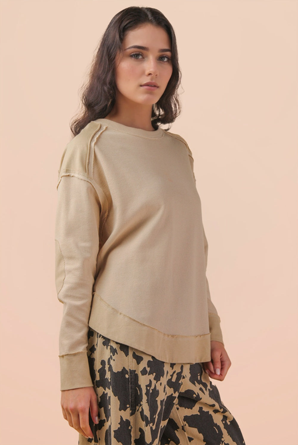 Mocha Oversized Mineral Wash Long Sleeve