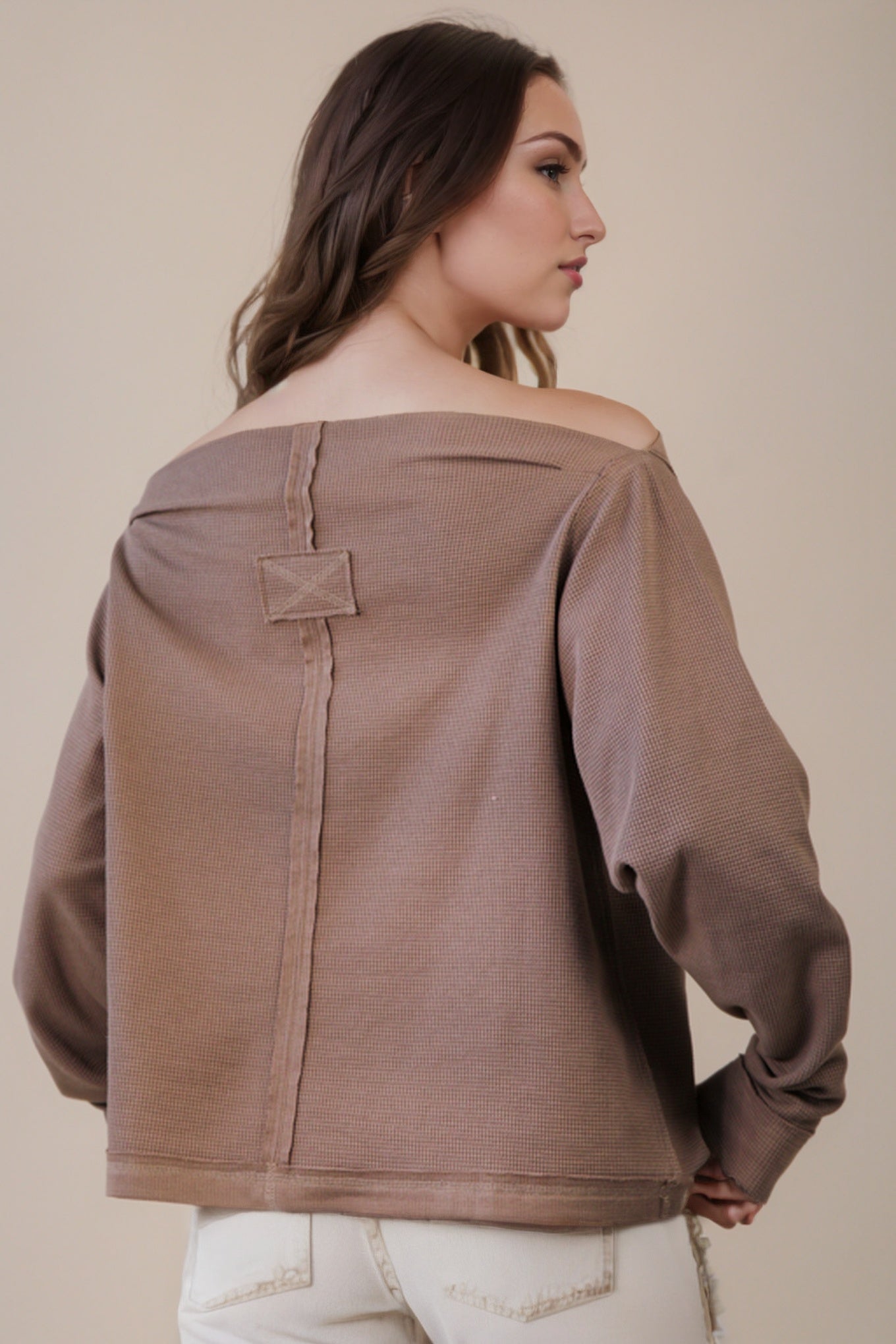 Off-the-Shoulder Mocha Sweater