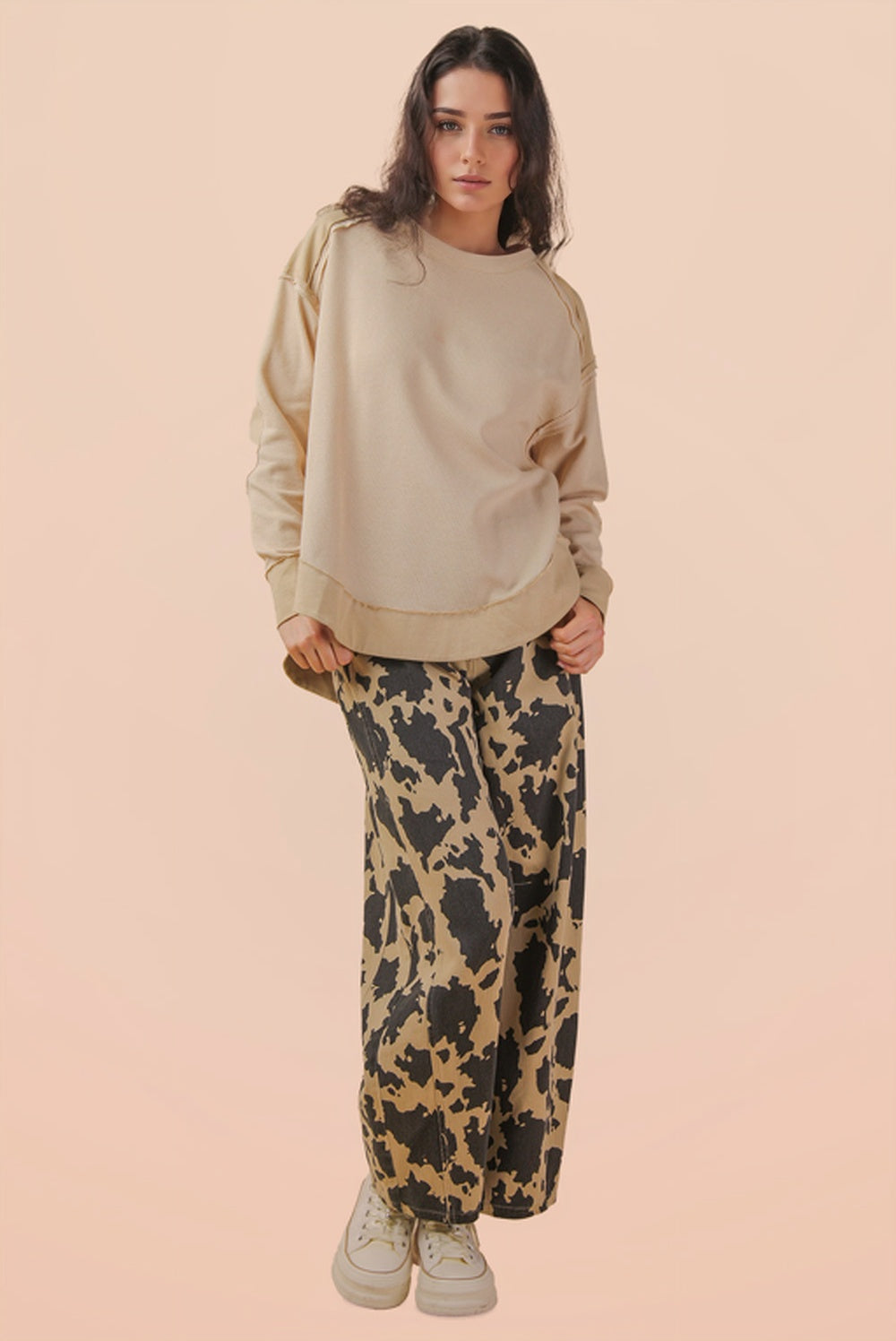 Mocha Oversized Mineral Wash Long Sleeve