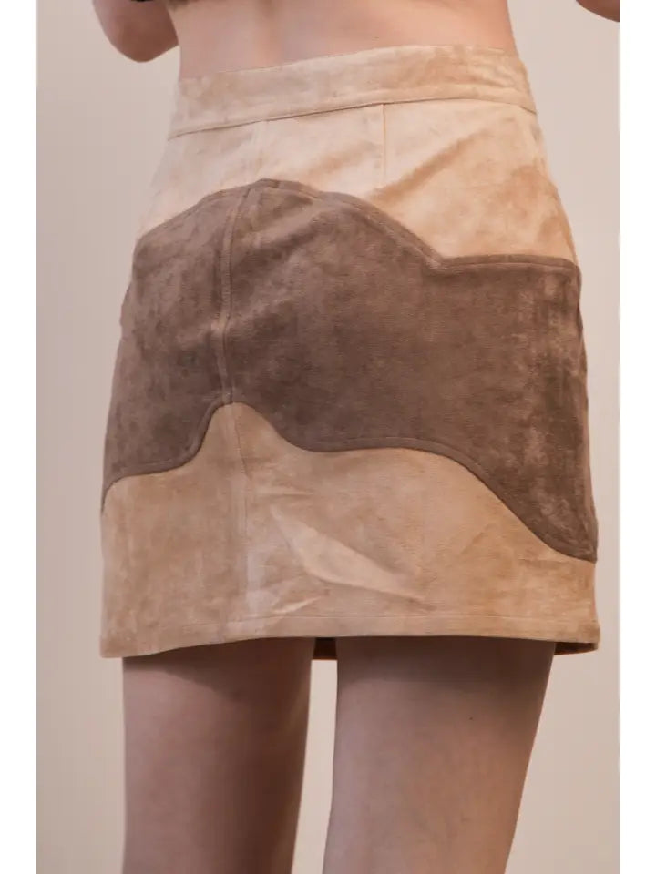 Suede mini skirt