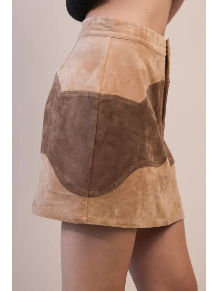Suede mini skirt