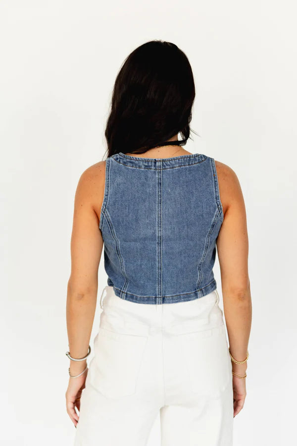Denim Zipper Vest