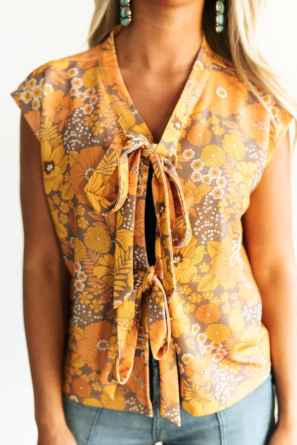 Vintage Floral Tie Vest