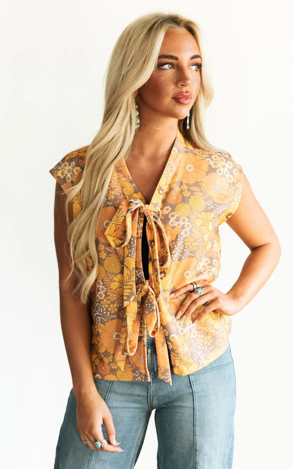 Vintage Floral Tie Vest