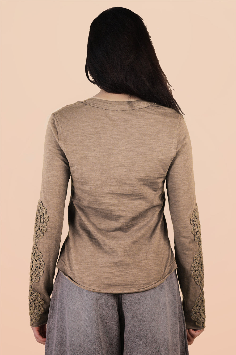 Everyday Luxe Knit Top with Delicate Sleeve Lace
