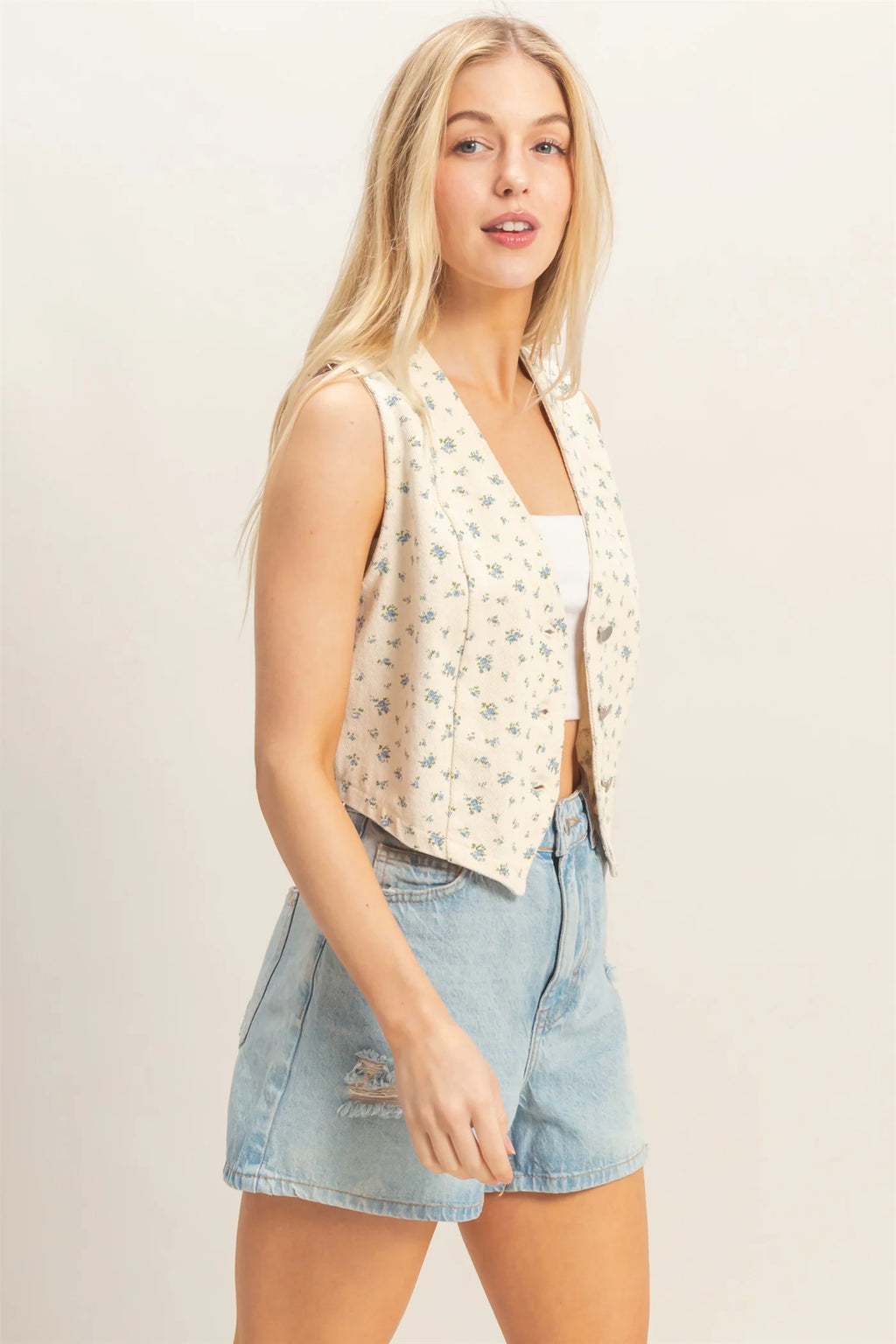 Floral Button-Down Vest